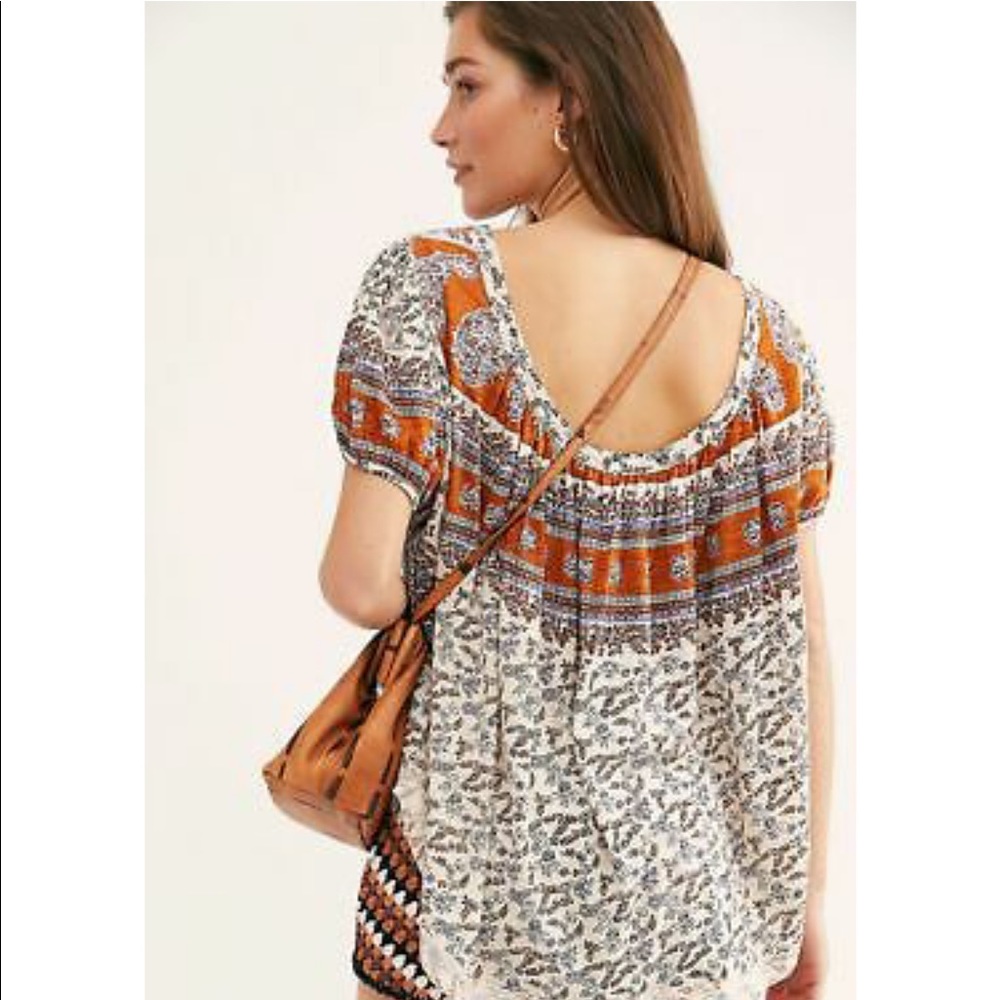 Free People Paisley Tee Ivory Shirt